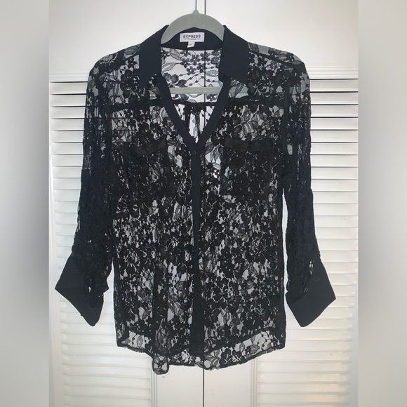 Express Tops - Express the portofino lace sheer shirt blouse